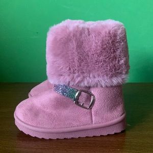 New Material Girl Pink Furry Kids Boots